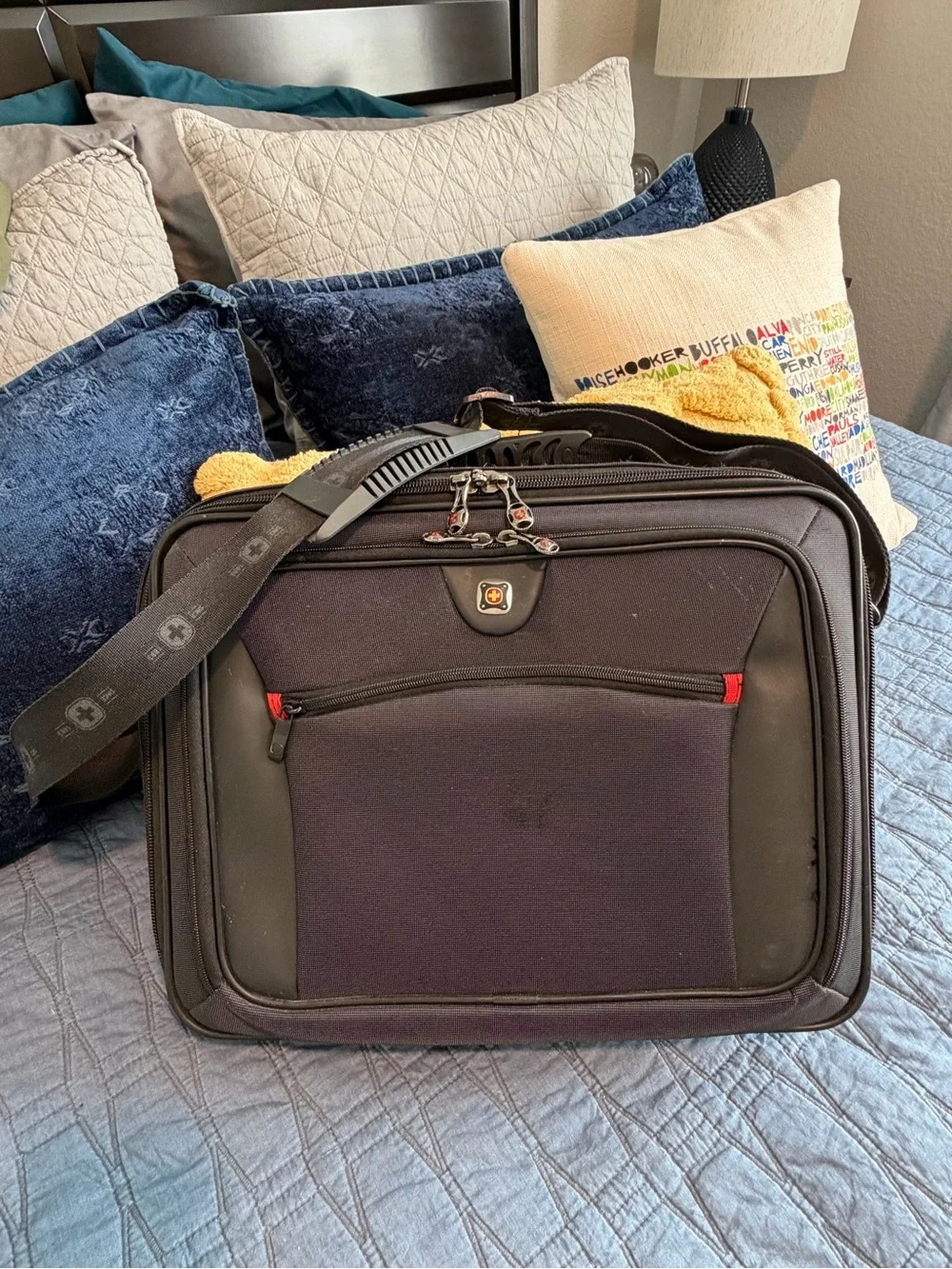 SwissGear Black and Red Laptop Briefcase with Shoulder Strap